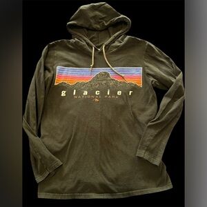 Glacier National Park hooded long sleeve shirt black small